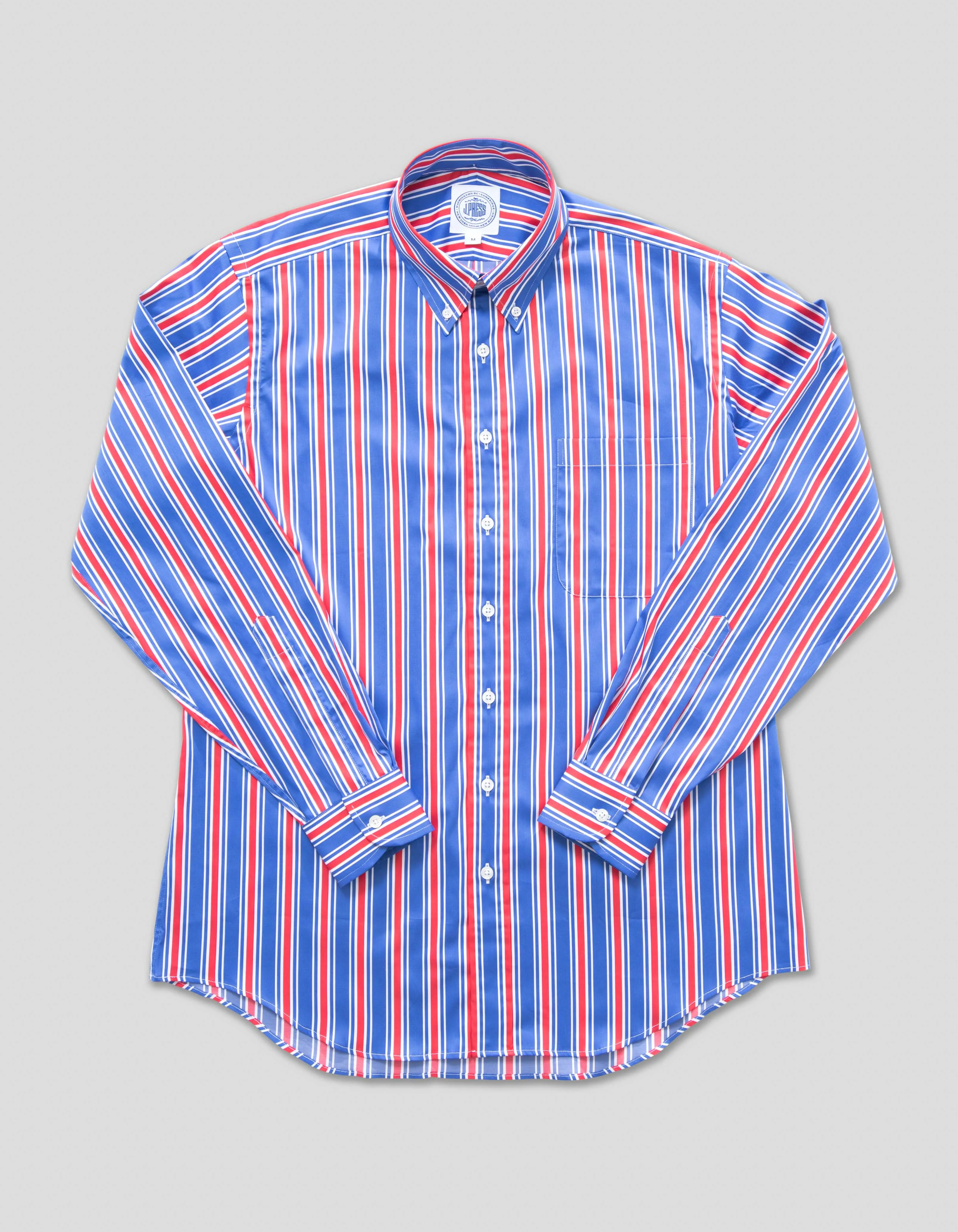 AWNING STRIPE LONG SLEEVE SHIRT - BLUE/WHITE/RED