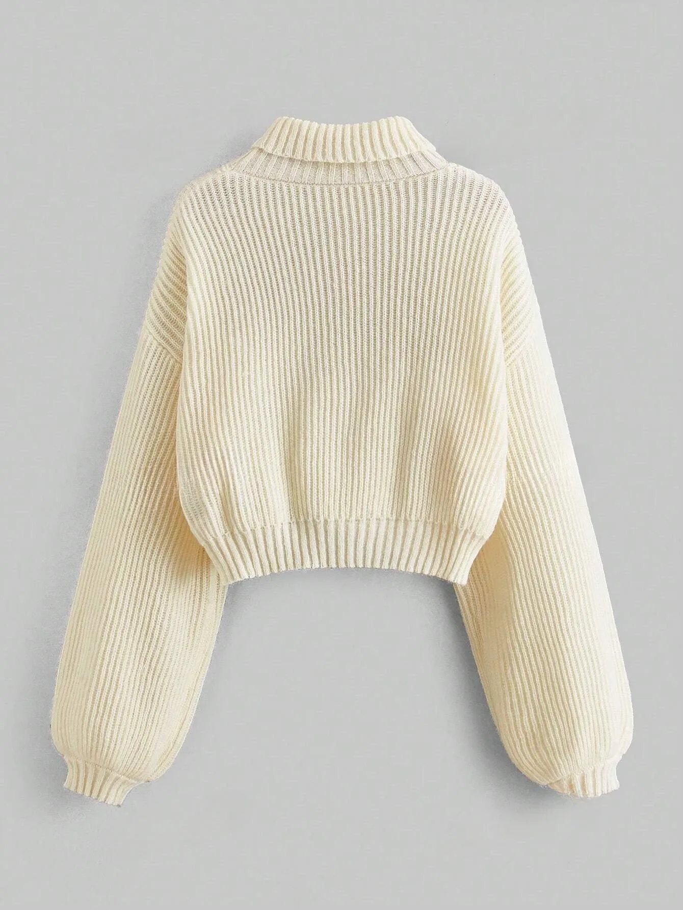 Fairycore Bee Embroidered Drop Shoulder Half Turtleneck Women's Sweater