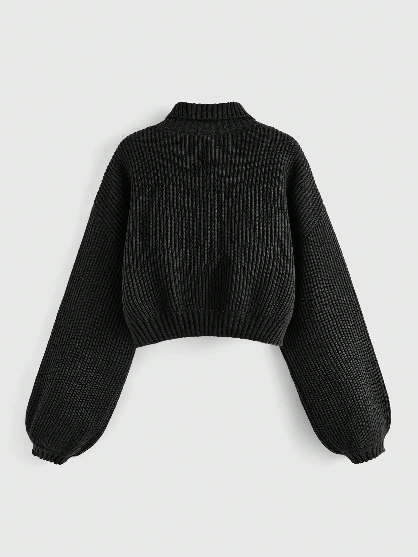 Fairycore Bee Embroidered Drop Shoulder Half Turtleneck Women's Sweater