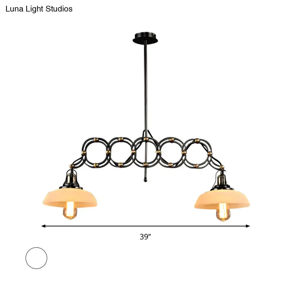 Industrial Opal Glass Pendant Light Kit - Adjustable Dome Design, 2 Lights - Brass Hanging Lamp for Kitchen Island