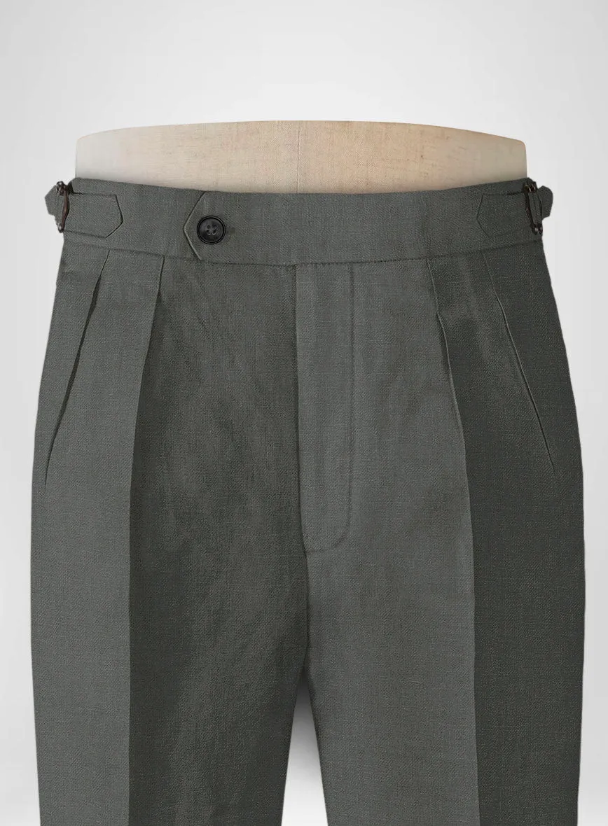 Italian Prato Gray Linen Highland Trousers