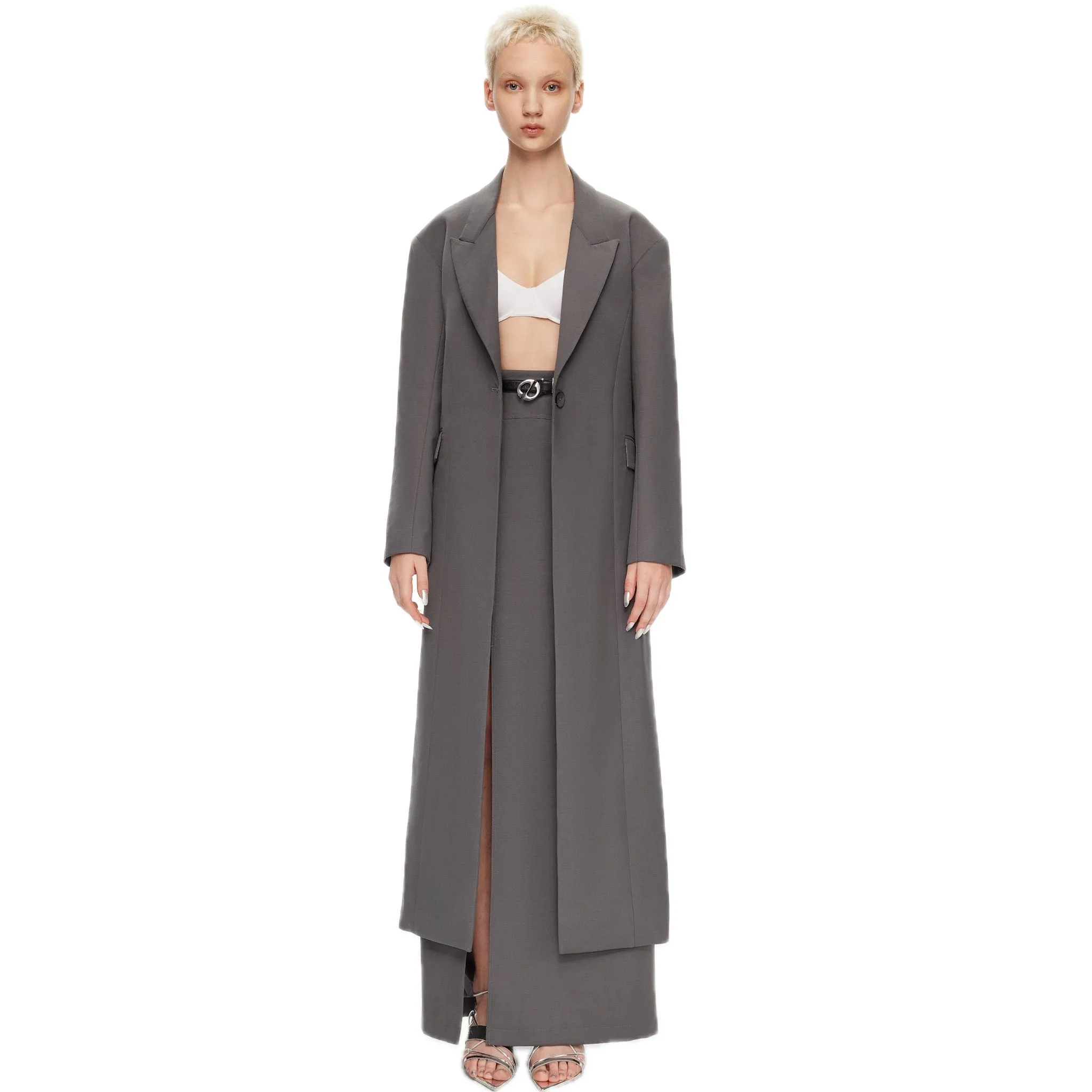 Long Suit Jacket with Cutout Back