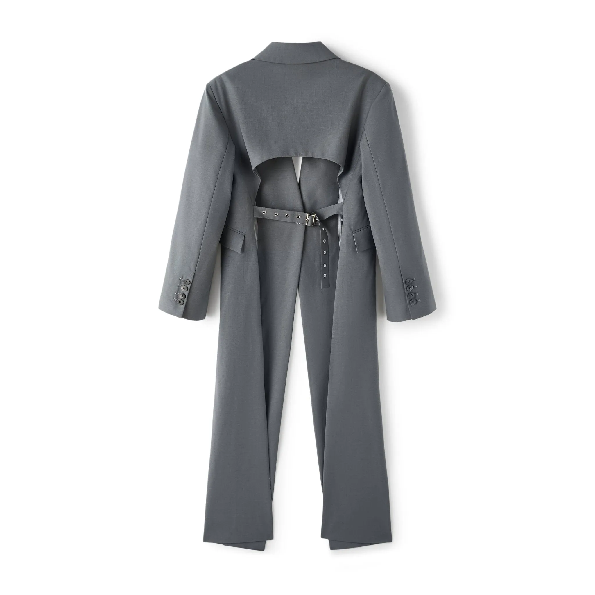 Long Suit Jacket with Cutout Back