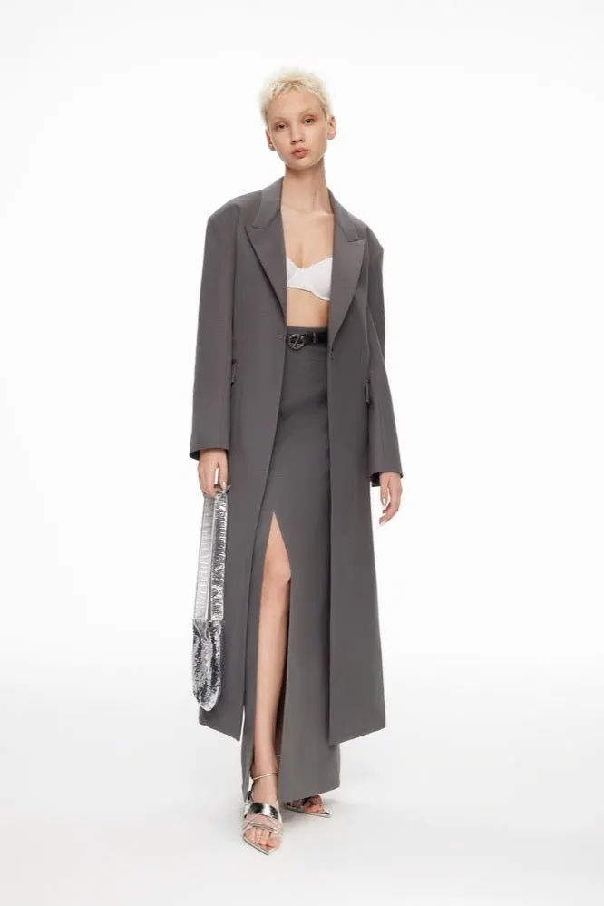 Long Suit Jacket with Cutout Back