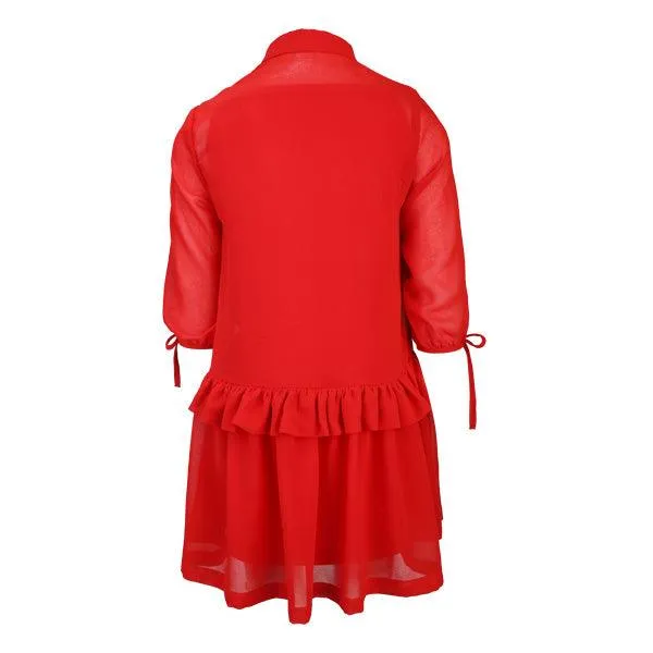 RED CHIFFON GIRLS DRESS