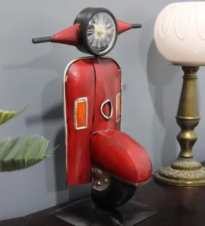 Sandhya Craft Iron Vespa Scooter Table Clock | Table arts for Home decoration, Living Room, Bedroom, Hotel, Restaurant, office, Table Décor | Color: Multicolor | Dimension: (16x6x10 INCH)