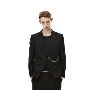 Square Chain Single Breasted Suit Black