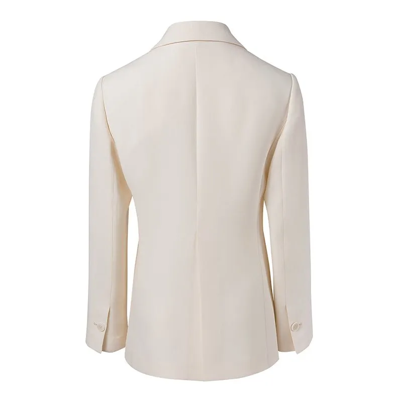 White Wool Silk Suit Jacket