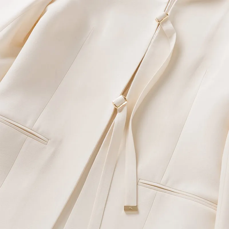 White Wool Silk Suit Jacket