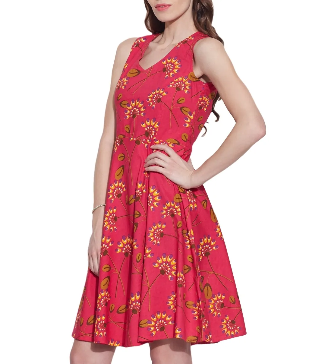 Womens Clothing Cotton Printed Dress,Machine washable,W-CPD46-1605, Size-46 Inch